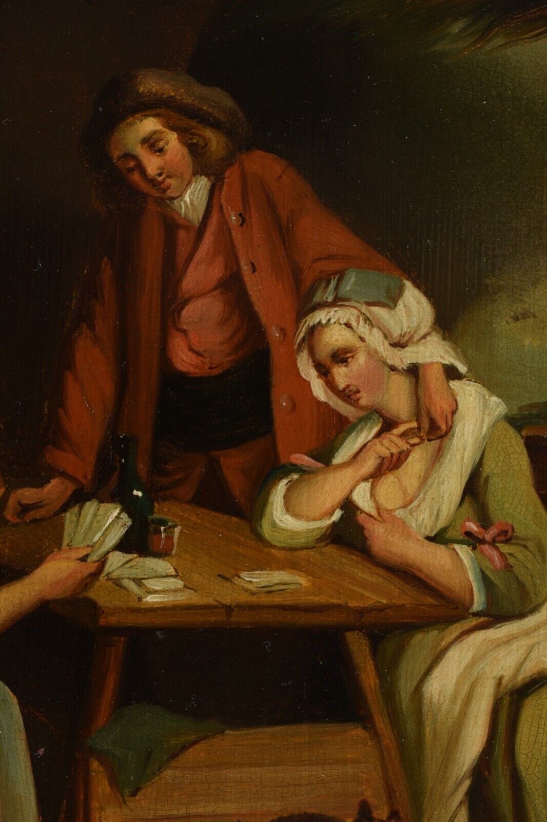 1800s European Oil Painting, Card Play, Man, Women