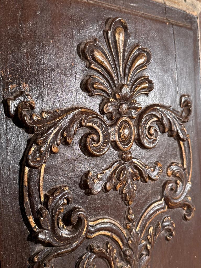 French Antique Painted/Gilded Oak Wood Panel Louis XIV