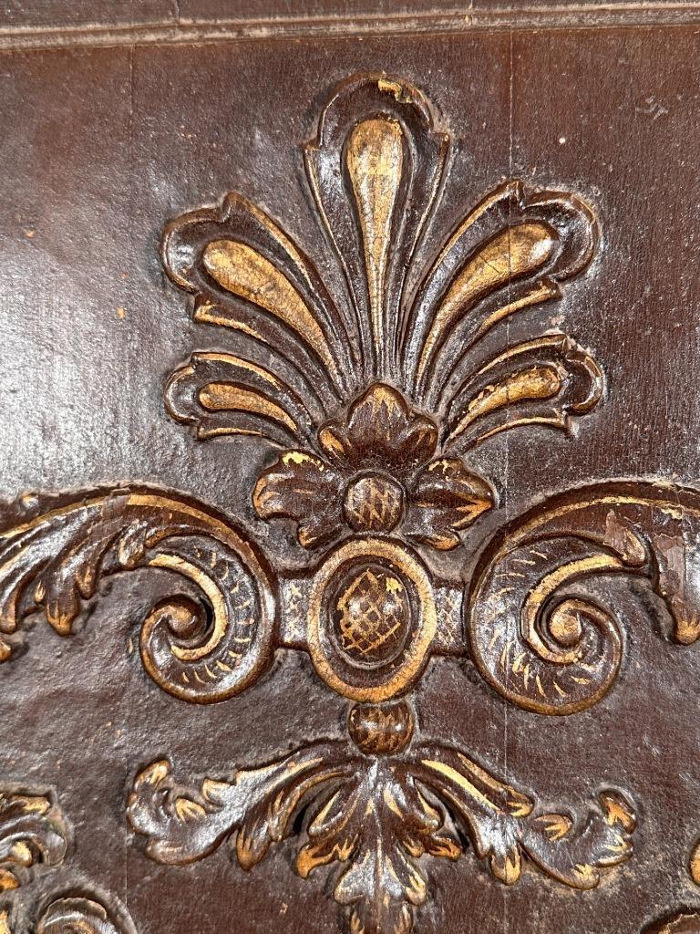 French Antique Painted/Gilded Oak Wood Panel Louis XIV