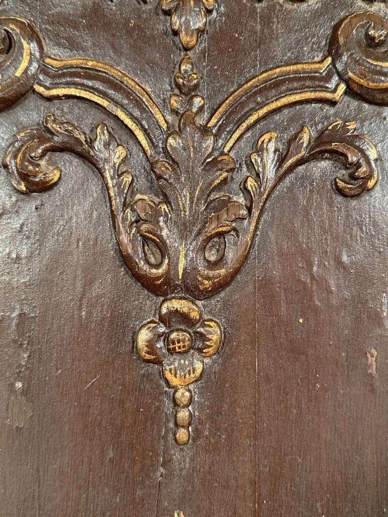 French Antique Painted/Gilded Oak Wood Panel Louis XIV
