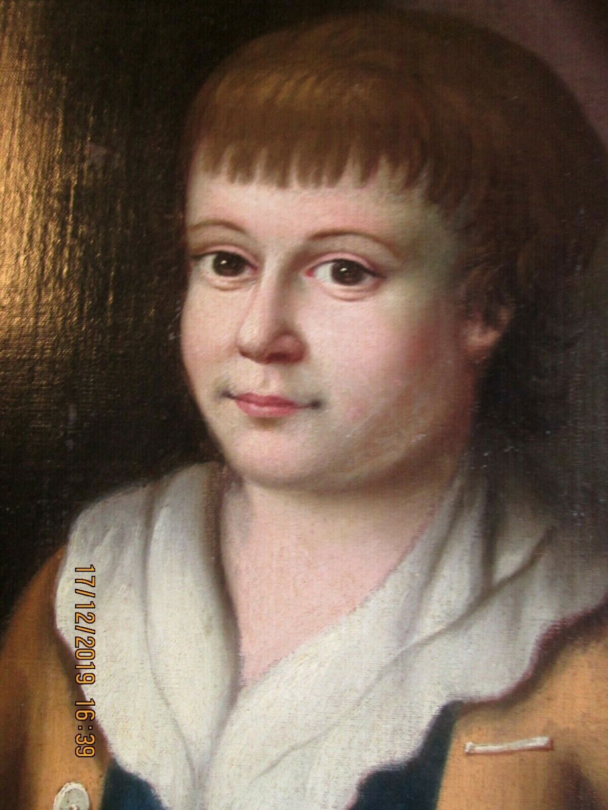18th Century Framed American Portrait Painting - Boy with Dog
