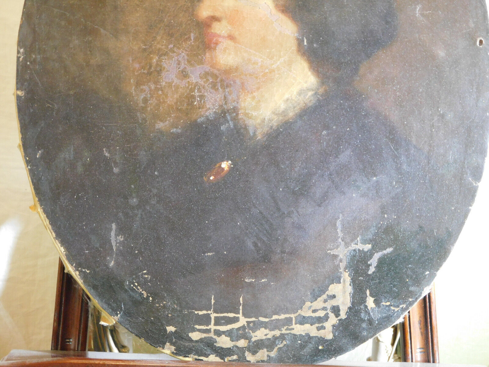 1700's Matriarch Family Portrait in Oval Wood Frame