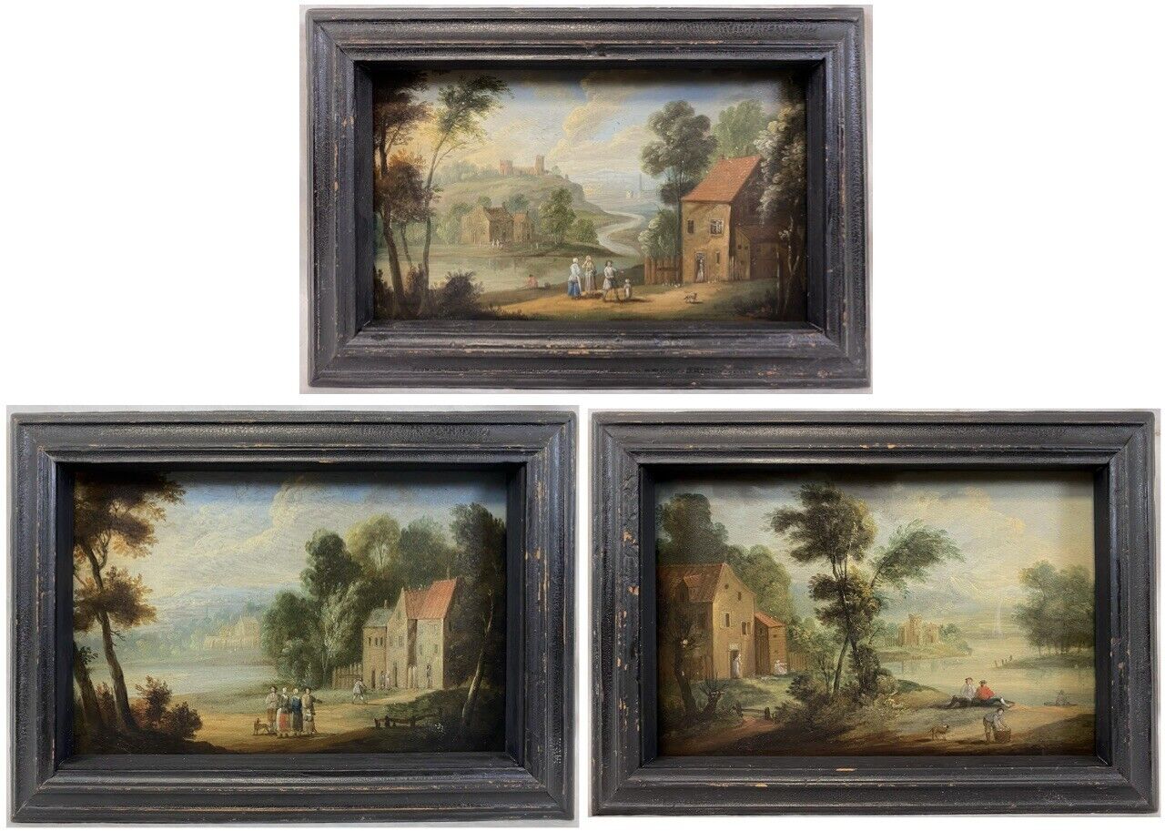 Set of 3 18th Century Dutch Flemish Landscapes