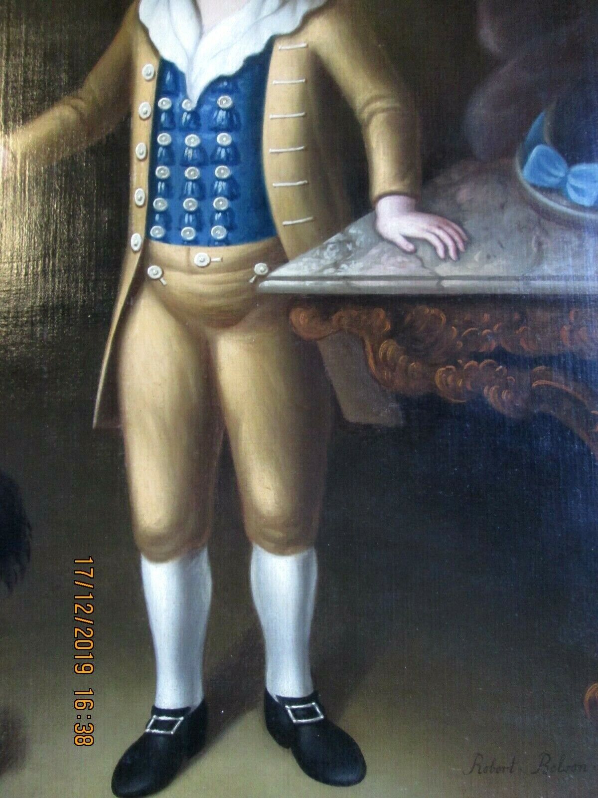 18th Century Framed American Portrait Painting - Boy with Dog