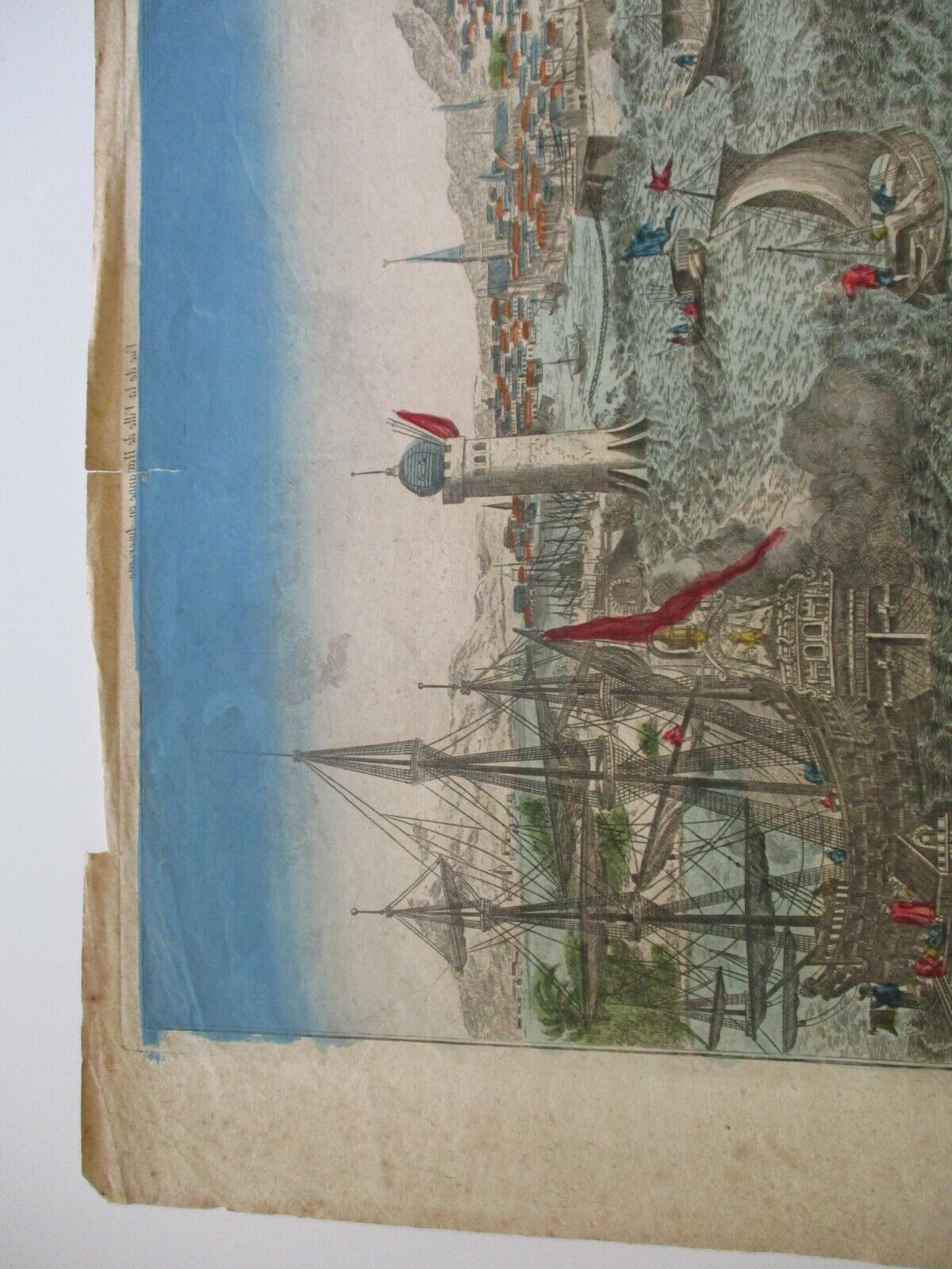 Antique 18th Century Havana Cuba Nautical Ships Engraving