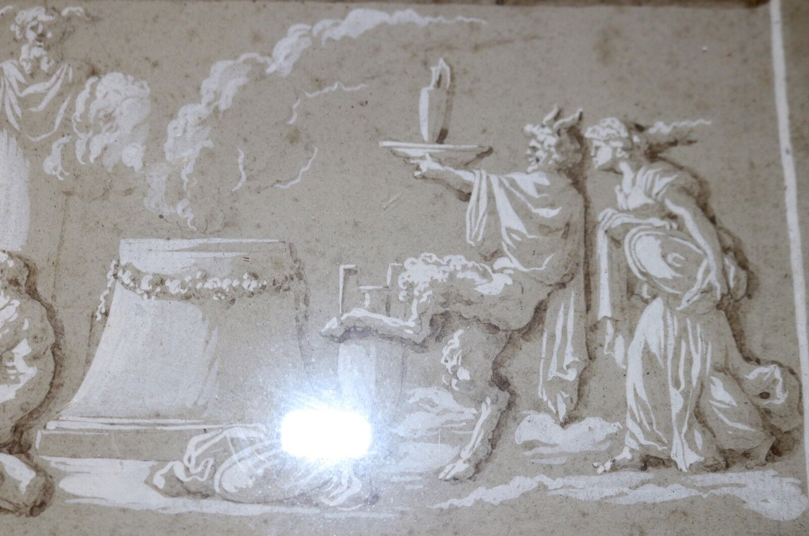 1700's Italian Frieze Figural Wash Drawing Painting