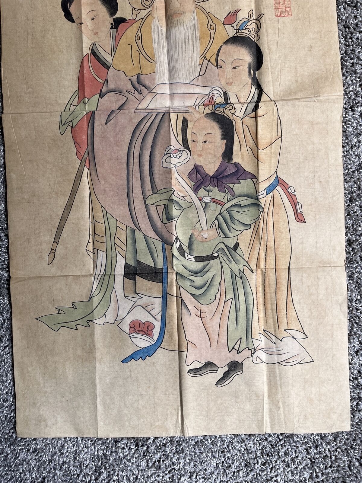 Hand Painted 1700s Japanese Geisha Girls on Rice Paper
