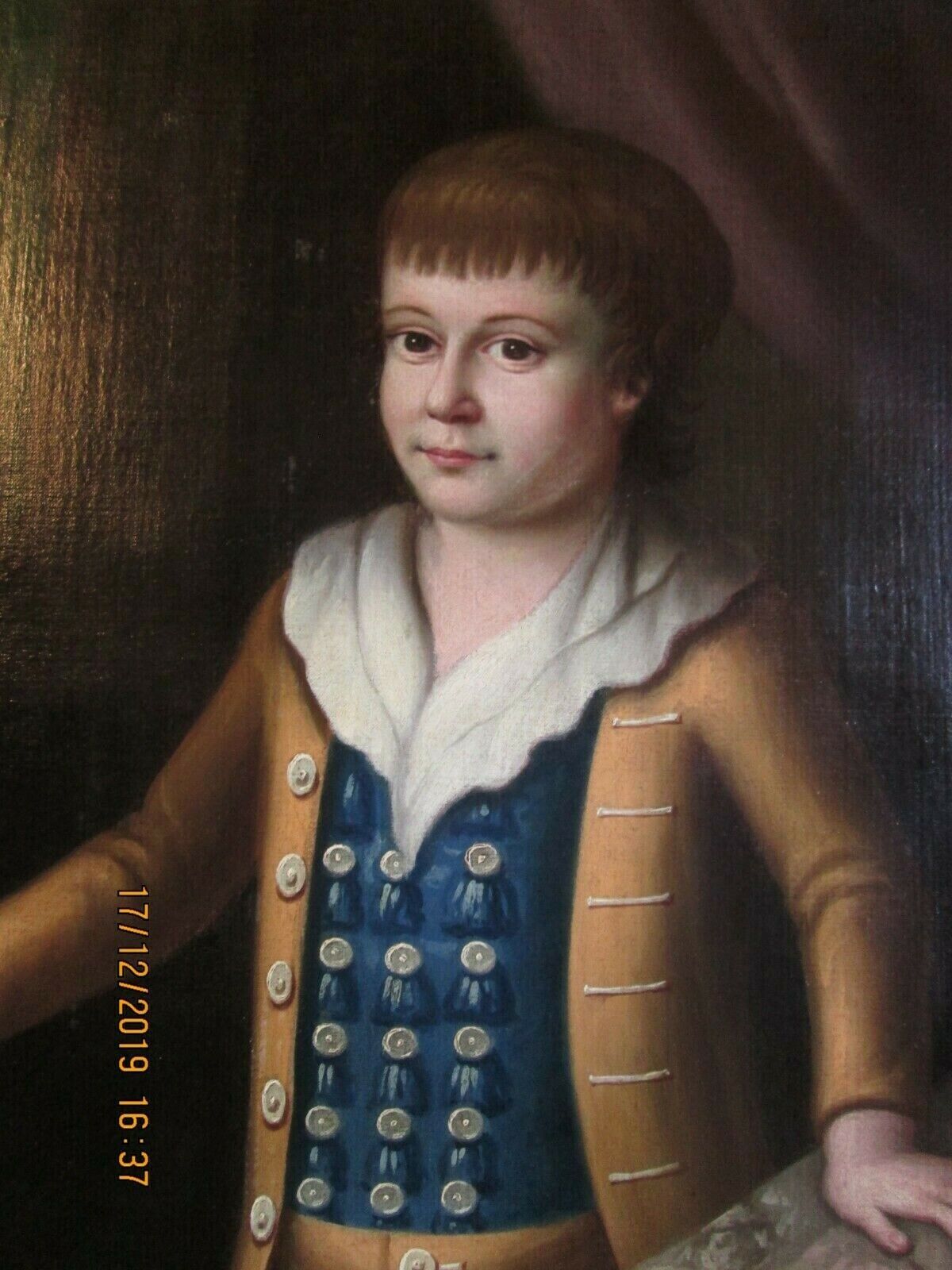18th Century Framed American Portrait Painting - Boy with Dog