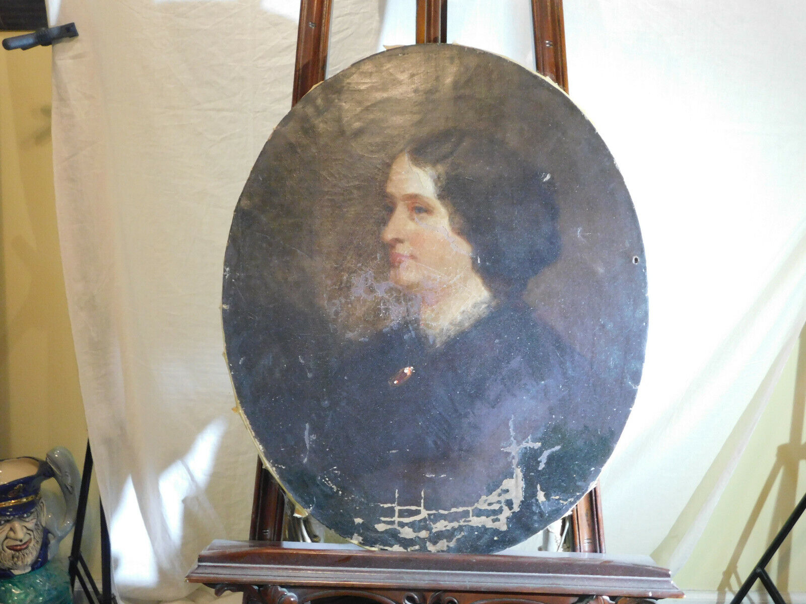 1700's Matriarch Family Portrait in Oval Wood Frame