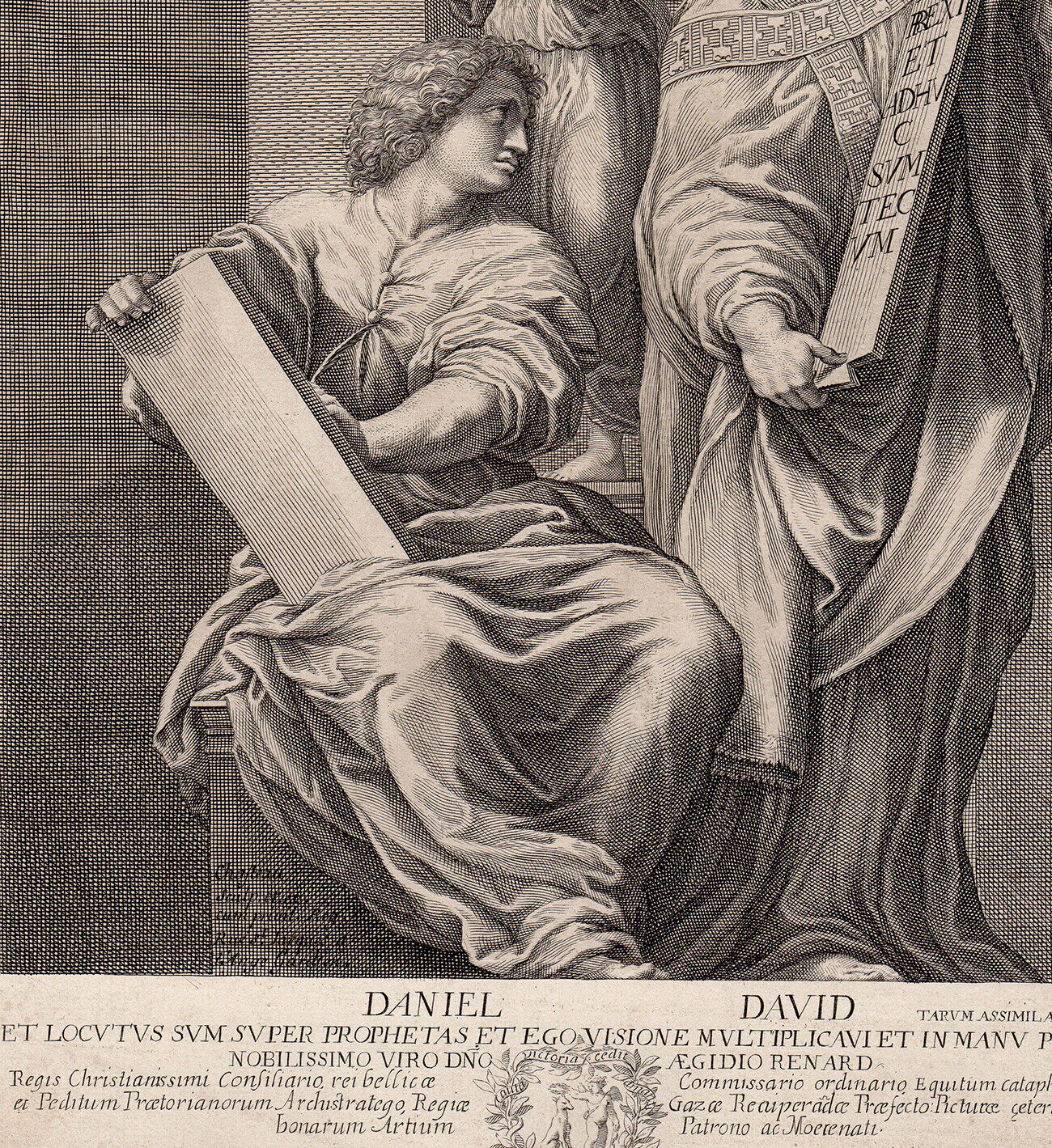 1600s RAPHAEL Religious Engraving DANIEL, DAVIS & ANGEL