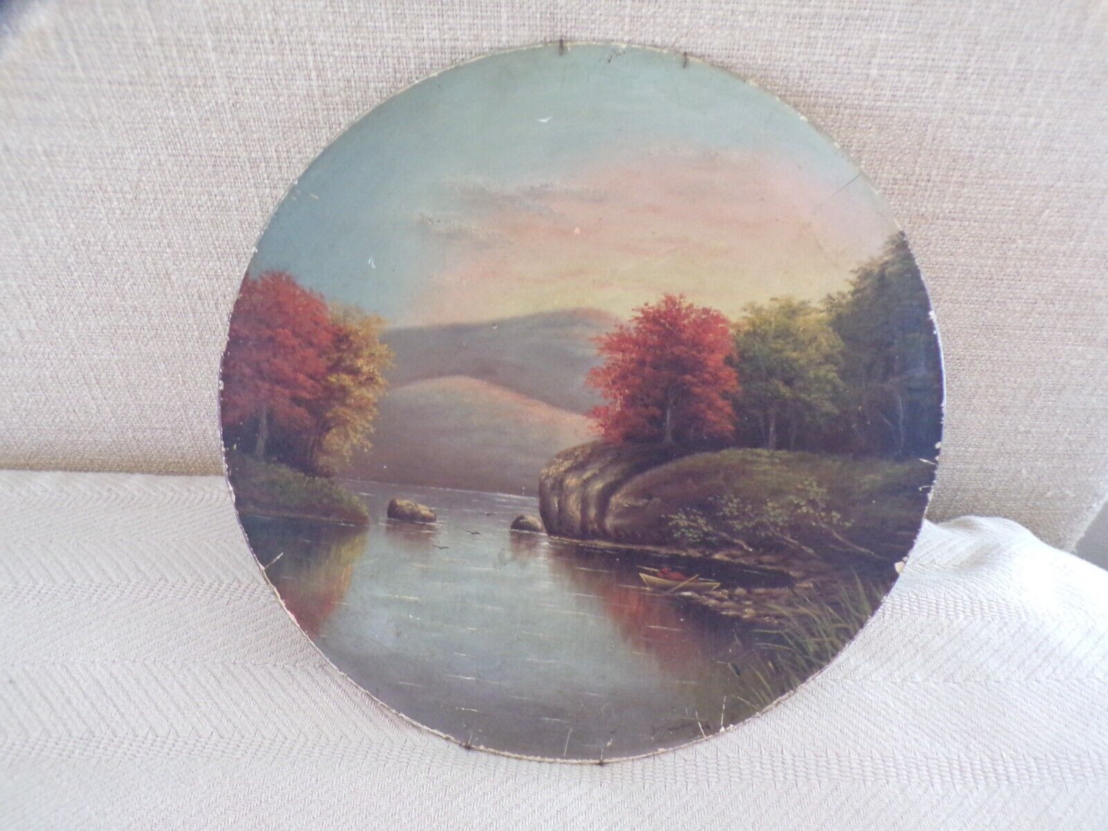 1800's Water Scene Antique Painting Artist-Signed