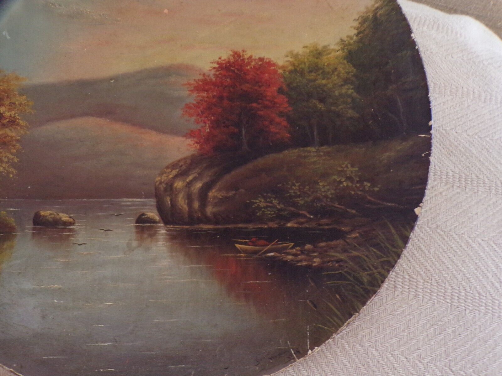 1800's Water Scene Antique Painting Artist-Signed