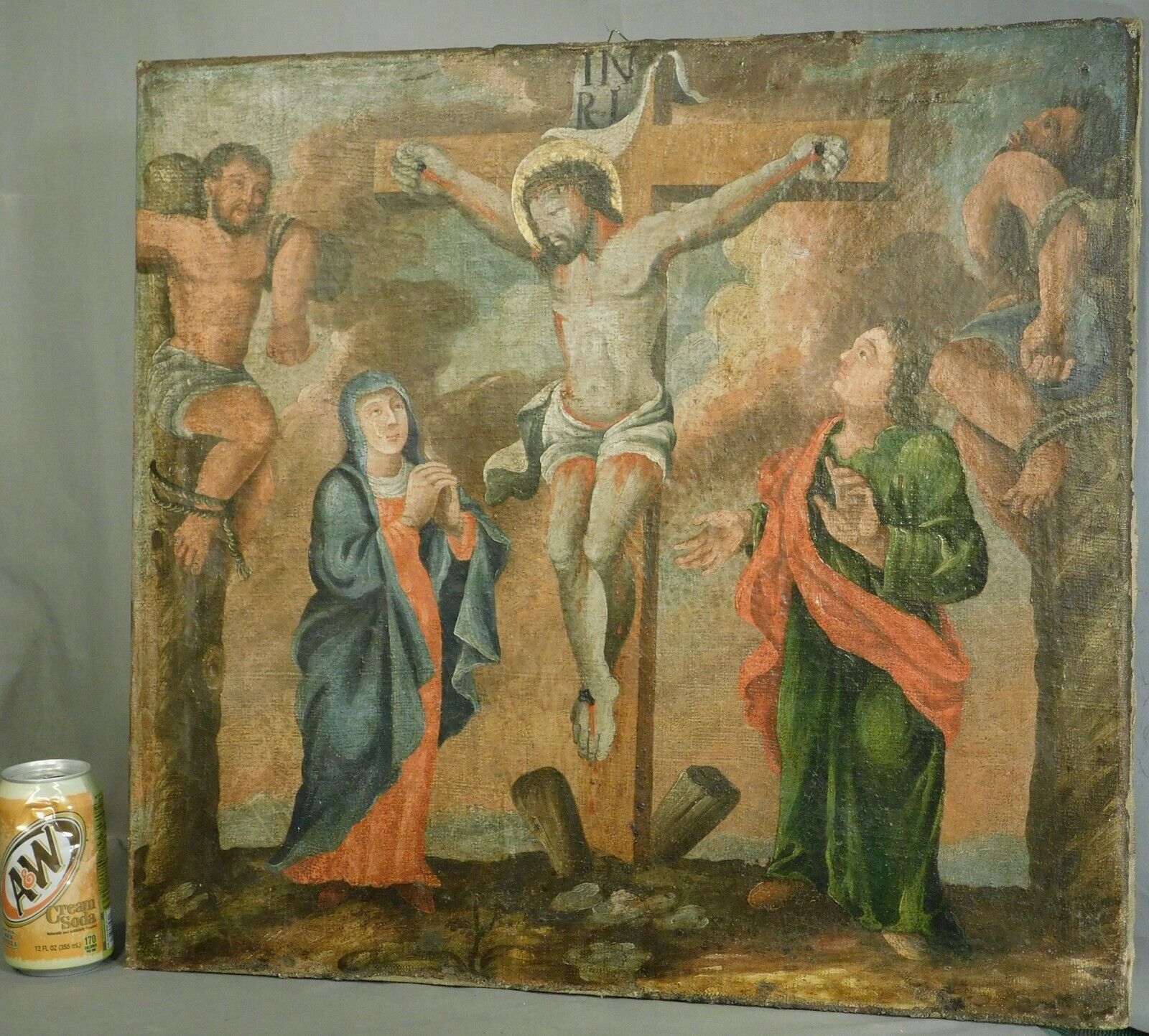 18th Century Swiss Folk Art Crucifixion Altarpiece