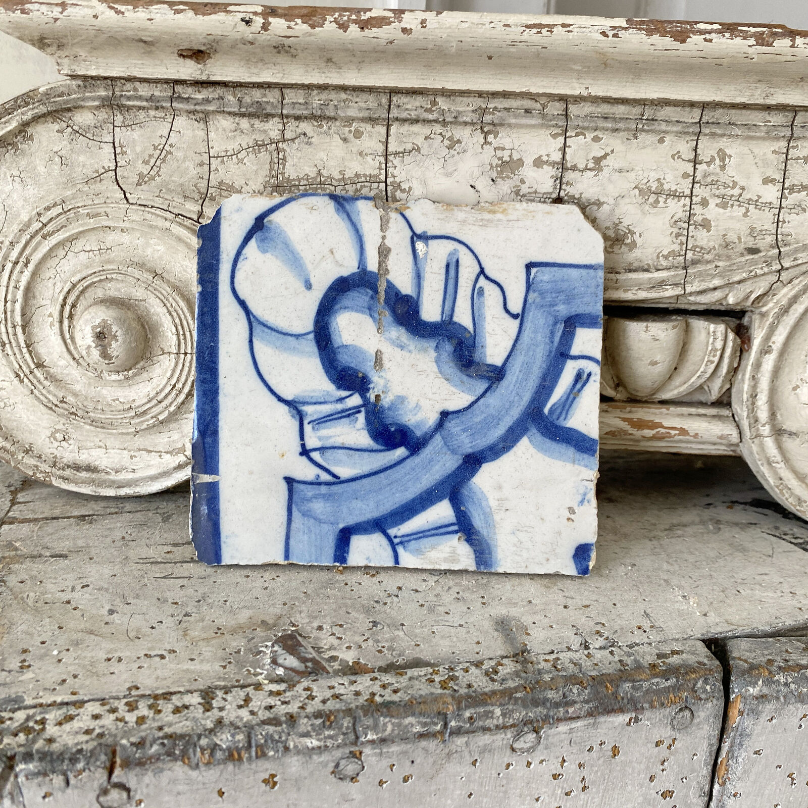 Hand-painted Blue Portuguese Tile from the 1600s