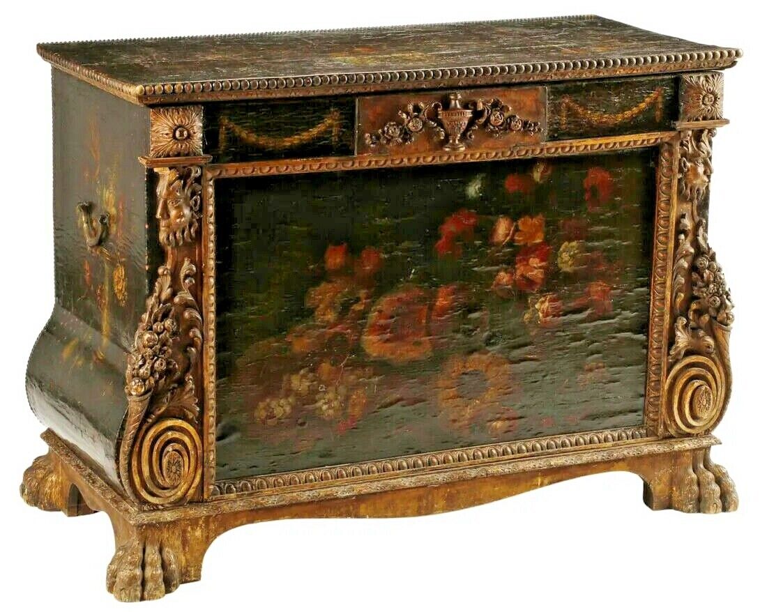 Spanish Painted Leather & Wood Chest, 17th/18th Century