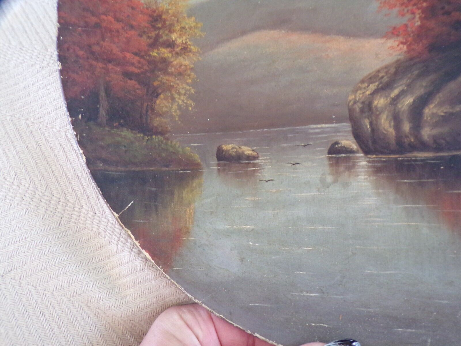 1800's Water Scene Antique Painting Artist-Signed