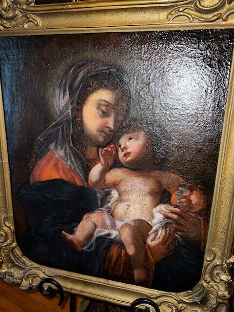 17th century Baroque Madonna and Child oil painting from Fogg Museum