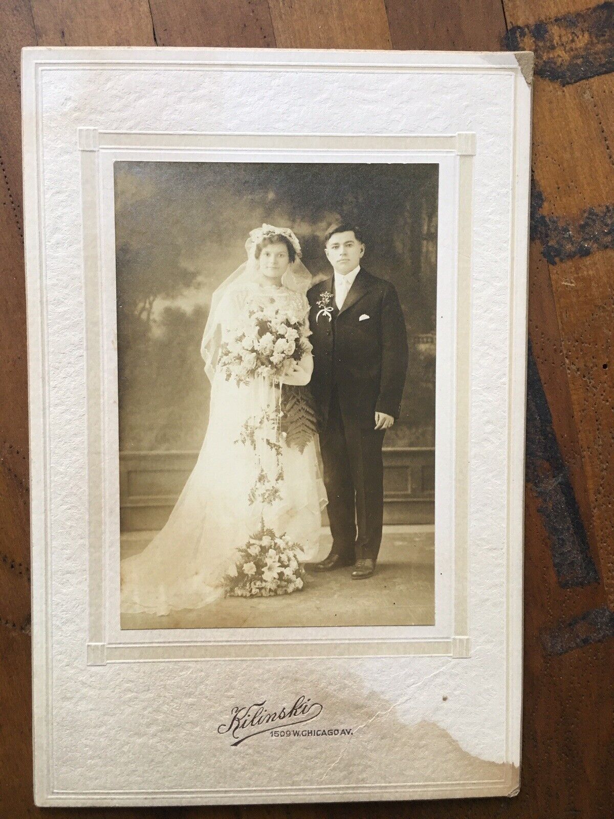 1920's Vintage Edwardian Newlyweds Cabinet Card Photo