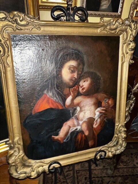 17th century Baroque Madonna and Child oil painting from Fogg Museum