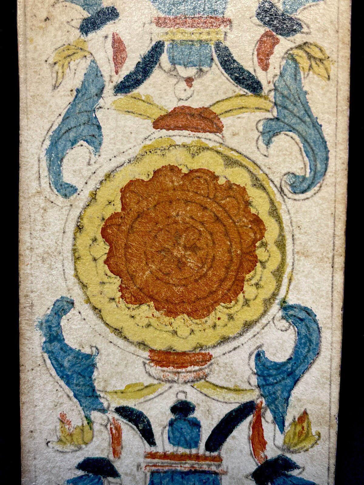 1700s Woodblock Tarot Playing Card Ace of Coins