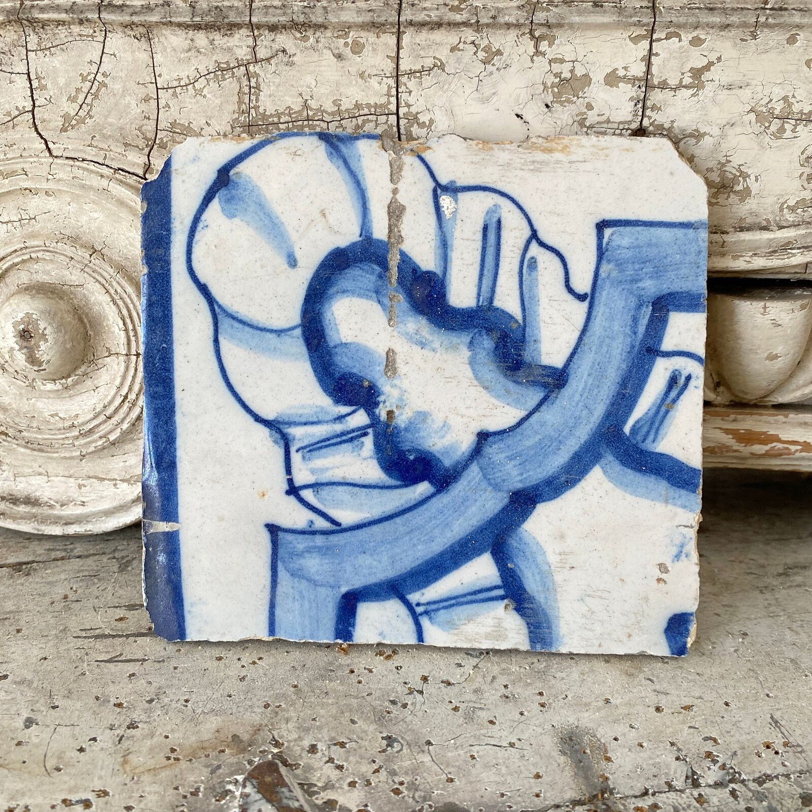Hand-painted Blue Portuguese Tile from the 1600s