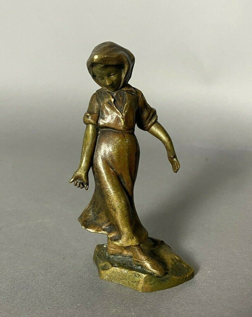Bronze Victorian Cabinet Statue of Maiden (4" Figure)