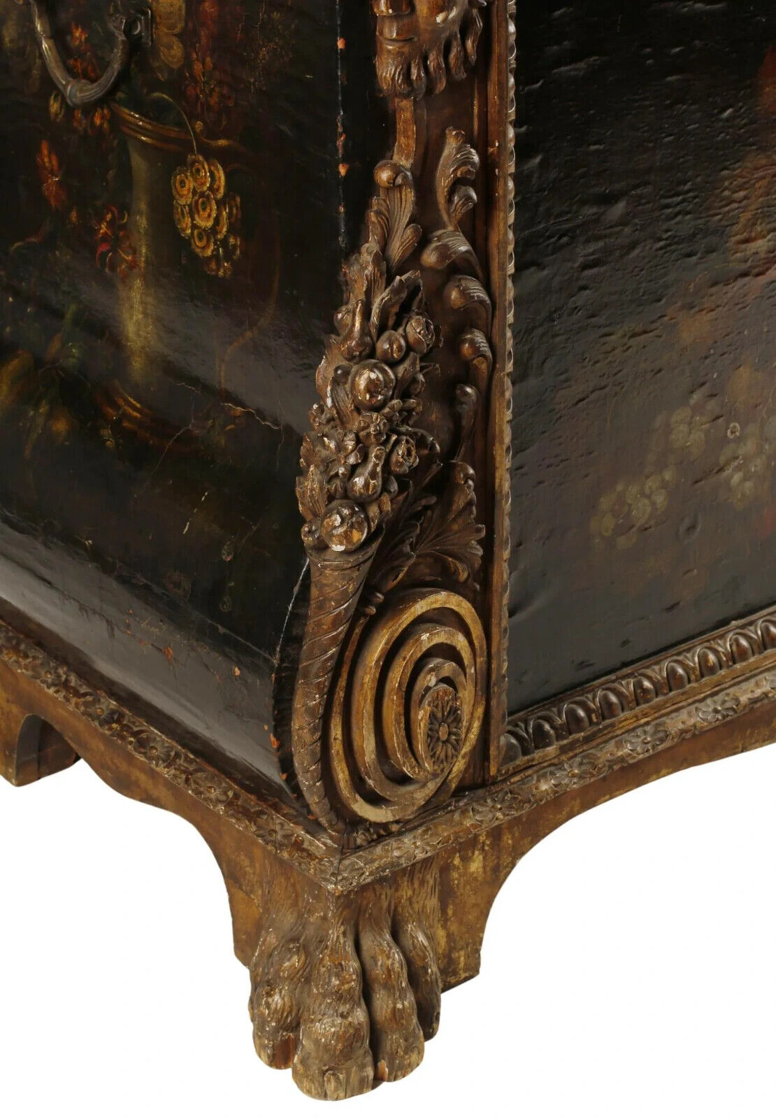 Spanish Painted Leather & Wood Chest, 17th/18th Century