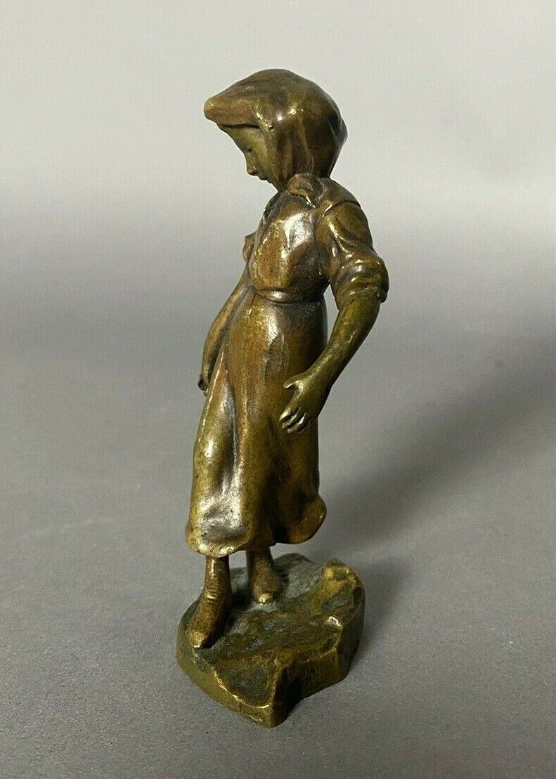 Bronze Victorian Cabinet Statue of Maiden (4" Figure)