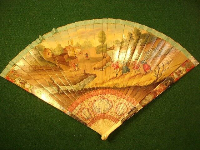 Rare double sided 18th century hand painted antique fan
