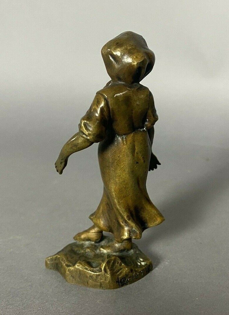 Bronze Victorian Cabinet Statue of Maiden (4" Figure)