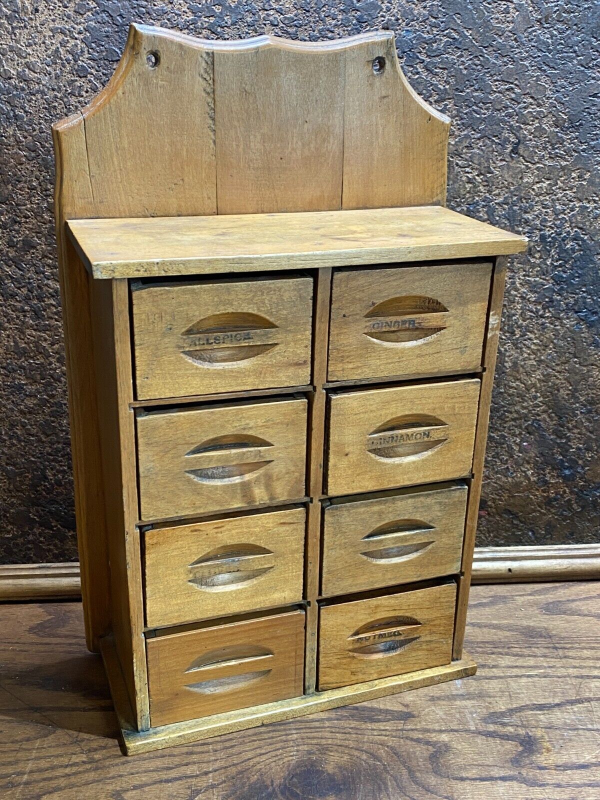 Victorian Era Kitchen Wall Spice Cabinet with 8 Drawers