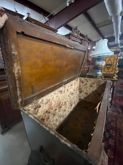 Spanish Painted Leather & Wood Chest, 17th/18th Century