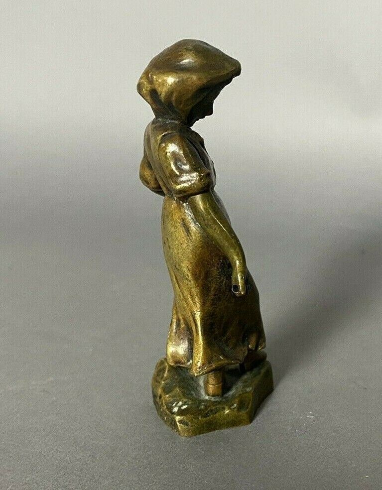 Bronze Victorian Cabinet Statue of Maiden (4" Figure)