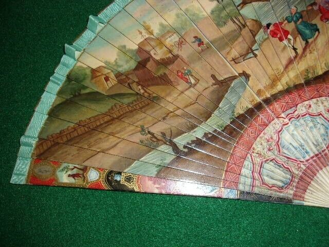 Rare double sided 18th century hand painted antique fan
