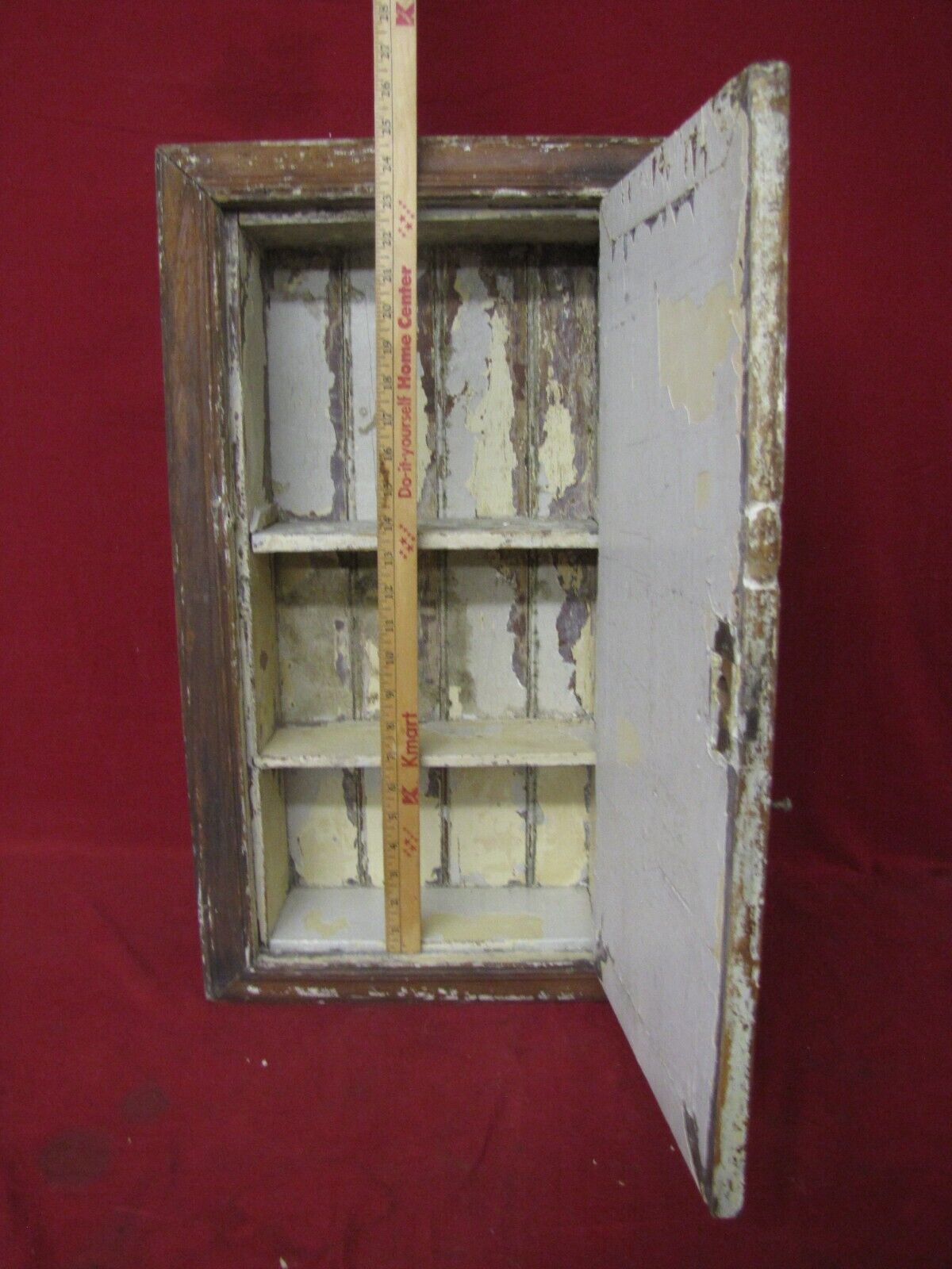1920s Antique Wood Medicine Cabinet with 3 Shelves