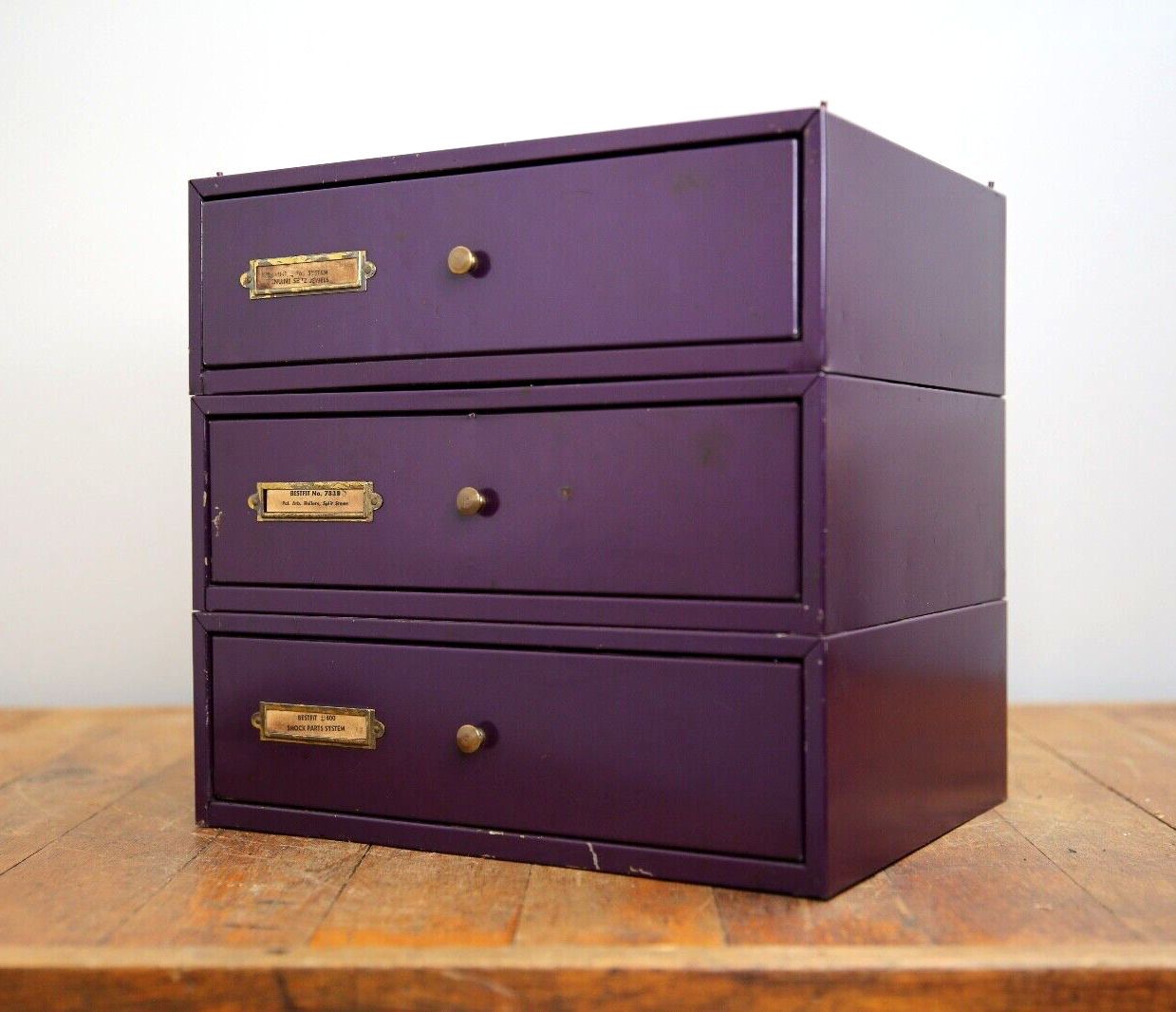 Vintage industrial apothecary file cabinet storage with brass