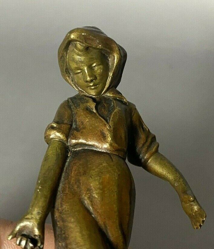 Bronze Victorian Cabinet Statue of Maiden (4" Figure)