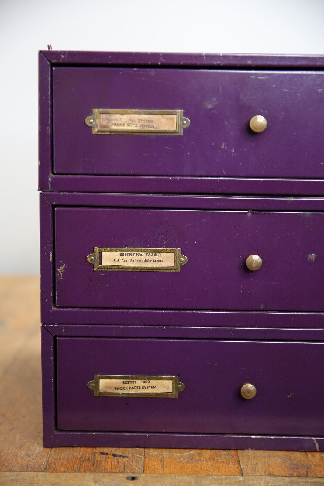 Vintage industrial apothecary file cabinet storage with brass
