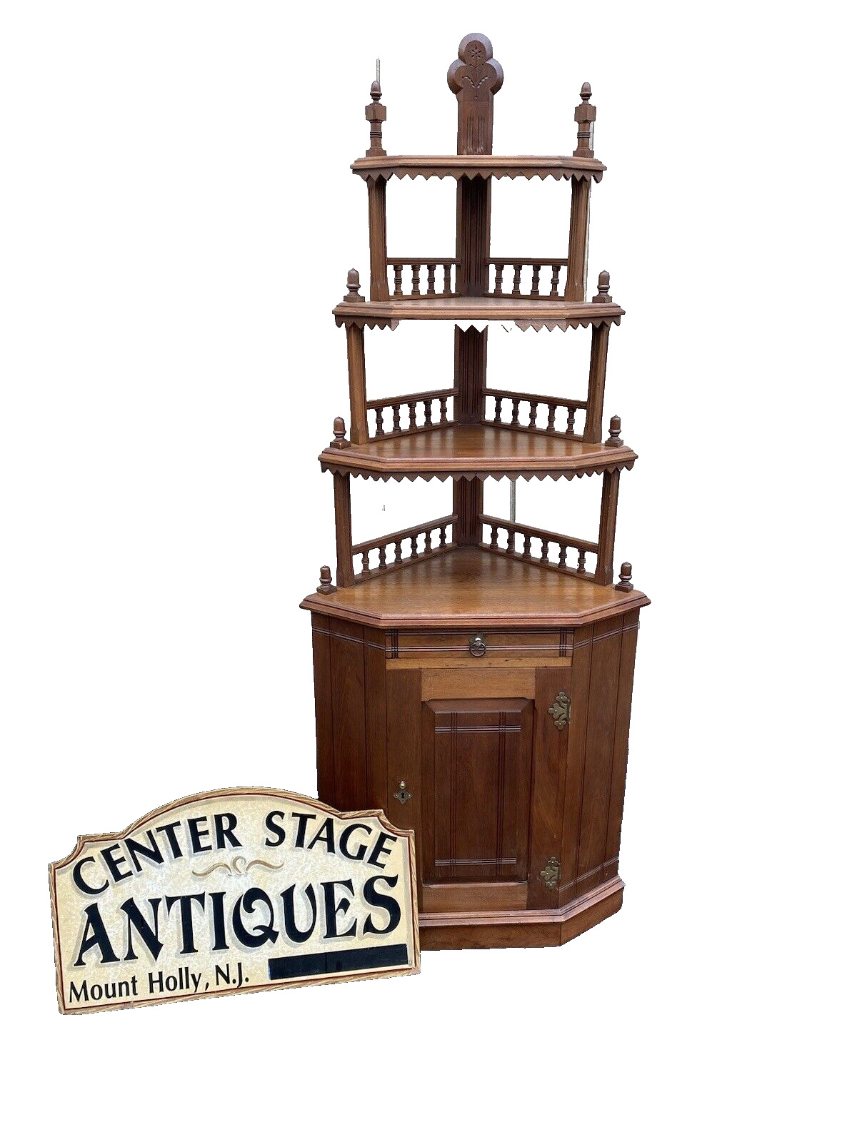 Victorian Walnut Corner Curio China Cabinet (64807)