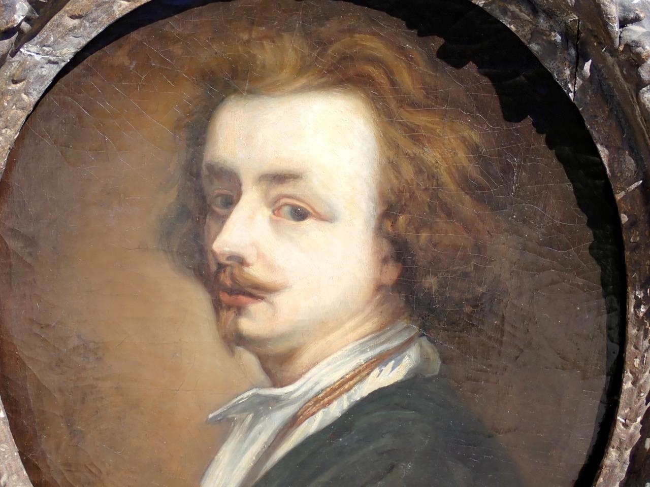 1700s ANTIQUE Oil Canvas Self Portrait Painting Framed