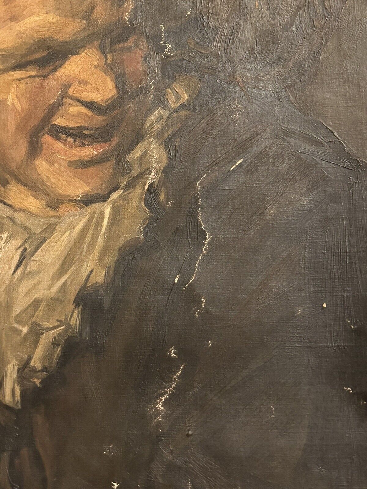 Frans Hals 'Malle Babbe' 1600s Dutch Antique Hemp Canvas