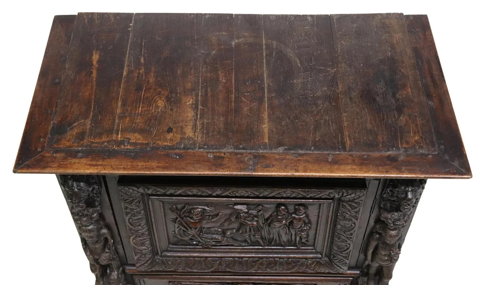 French Renaissance Revival Oak Cupboard with Mask Detail
