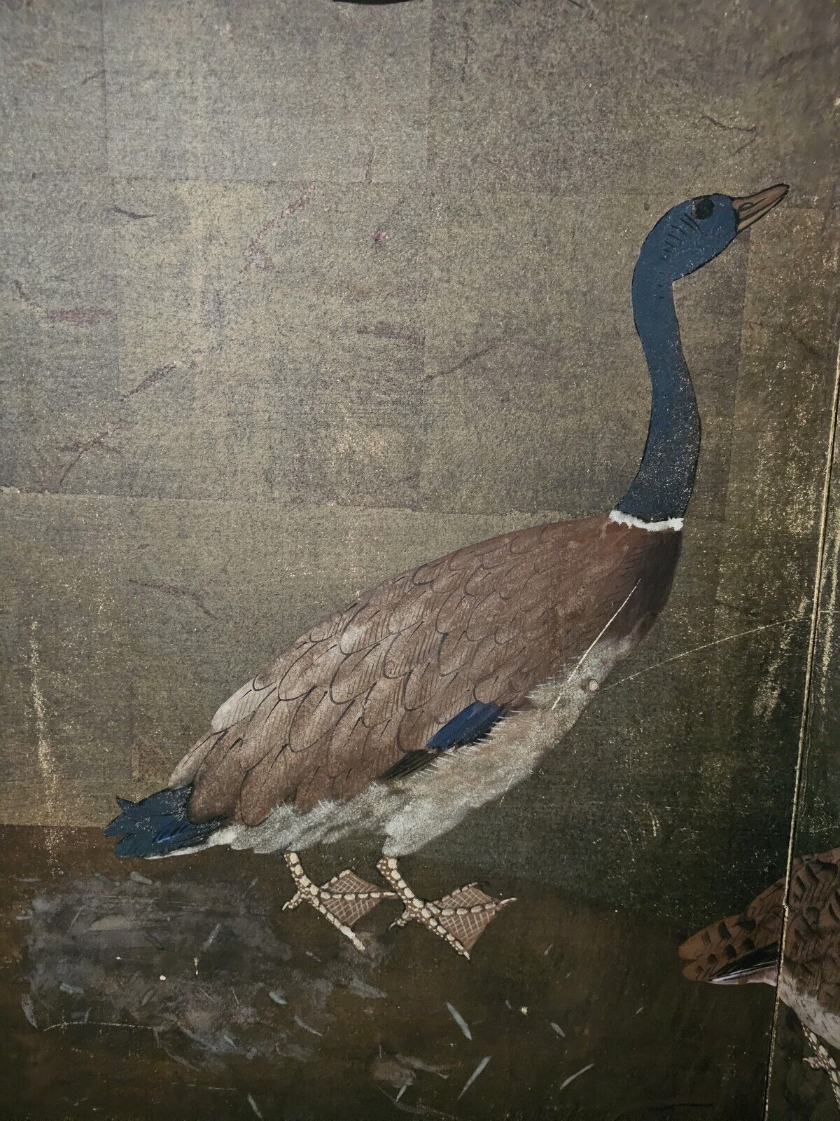 17th Century Japanese Edo Era 4-Panel Hand-Painted Screen