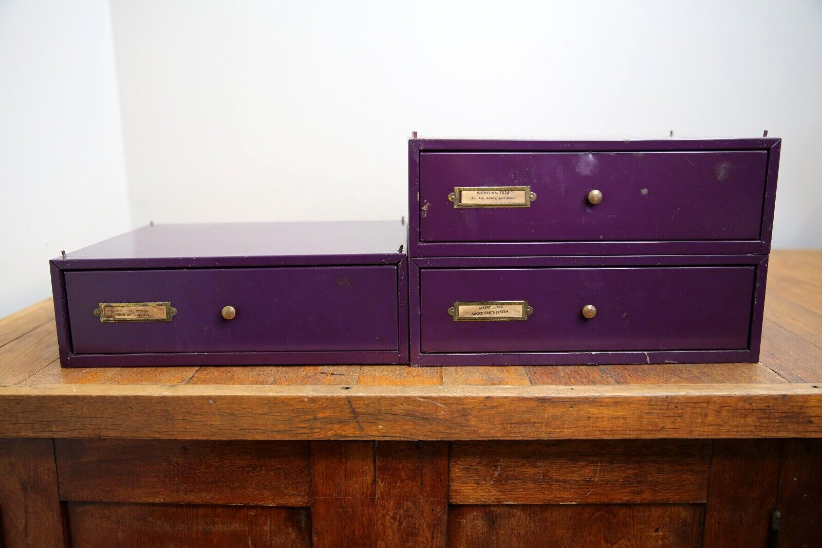 Vintage industrial apothecary file cabinet storage with brass