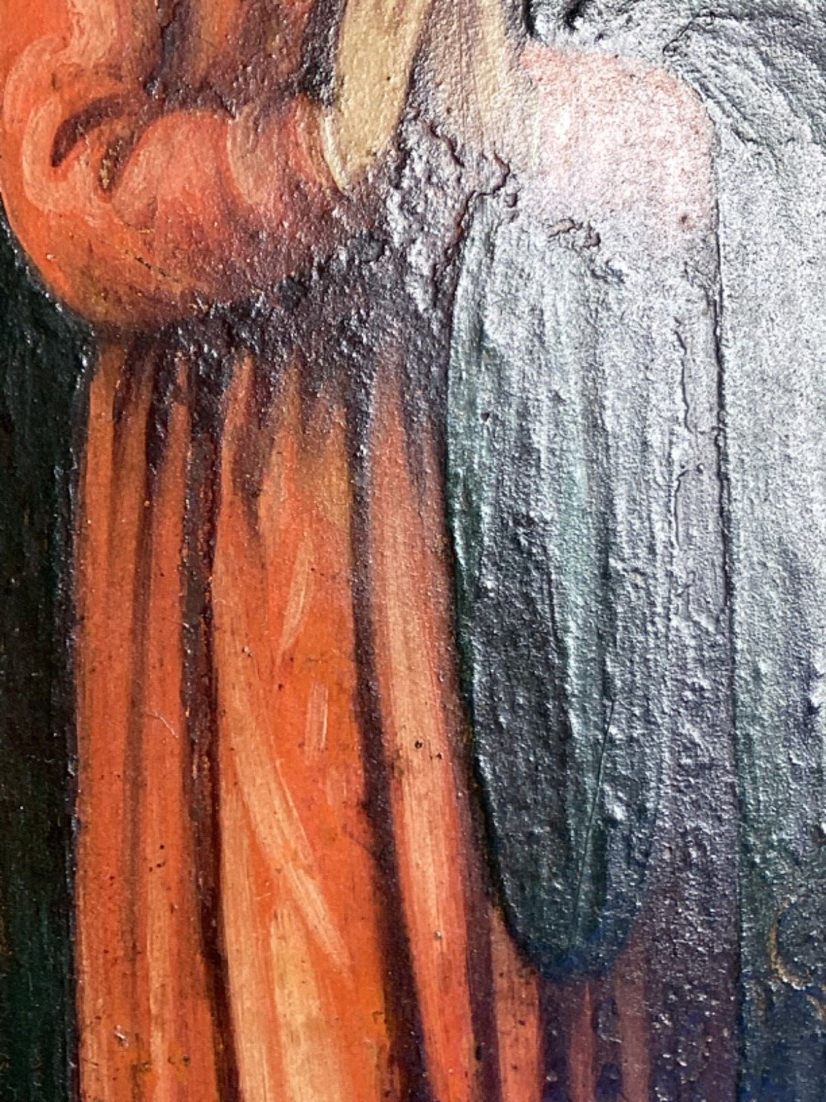 Late 1600's Spanish Antique Painting on Copper Blessed Virgin