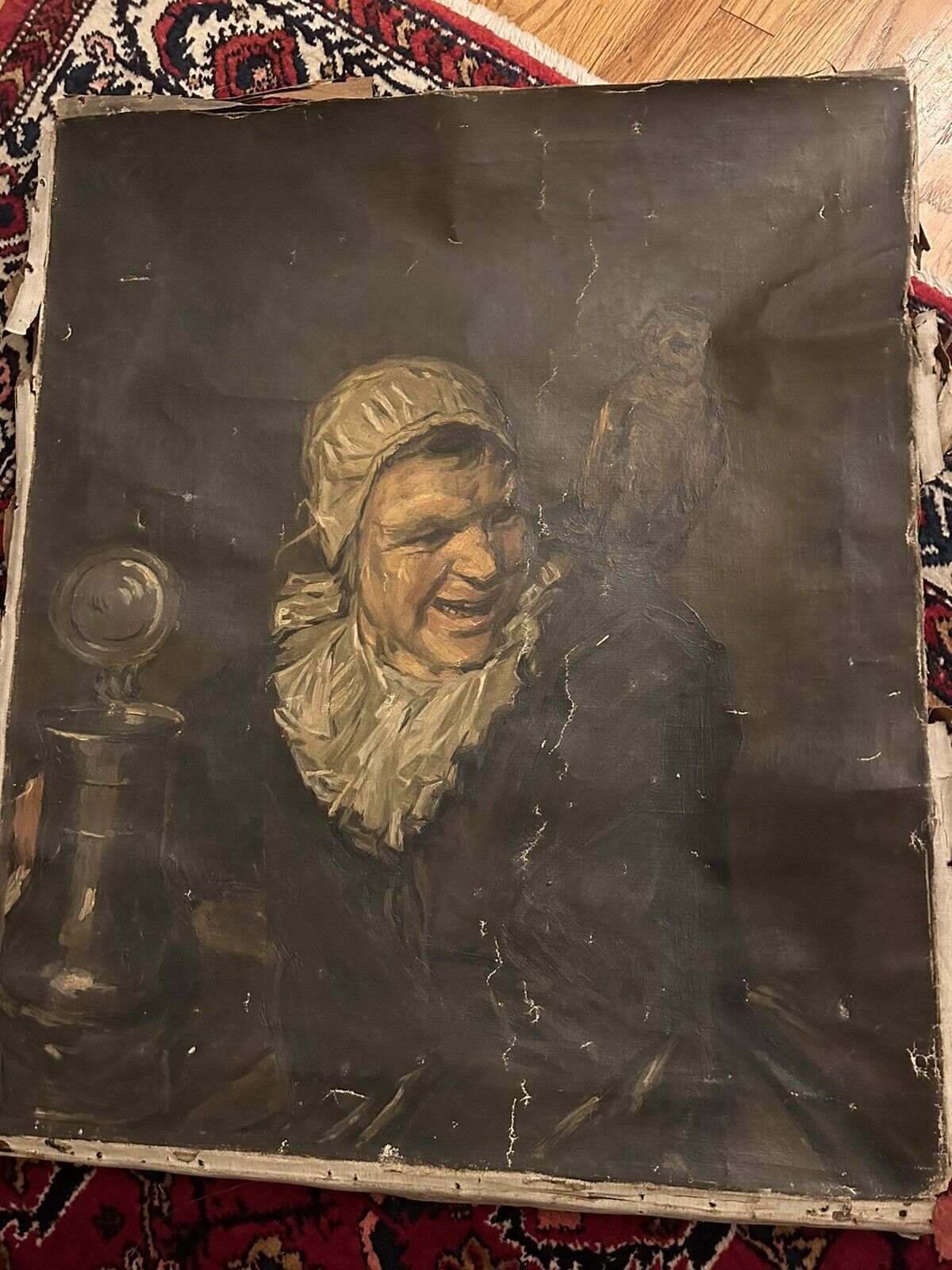 Frans Hals 'Malle Babbe' 1600s Dutch Antique Hemp Canvas