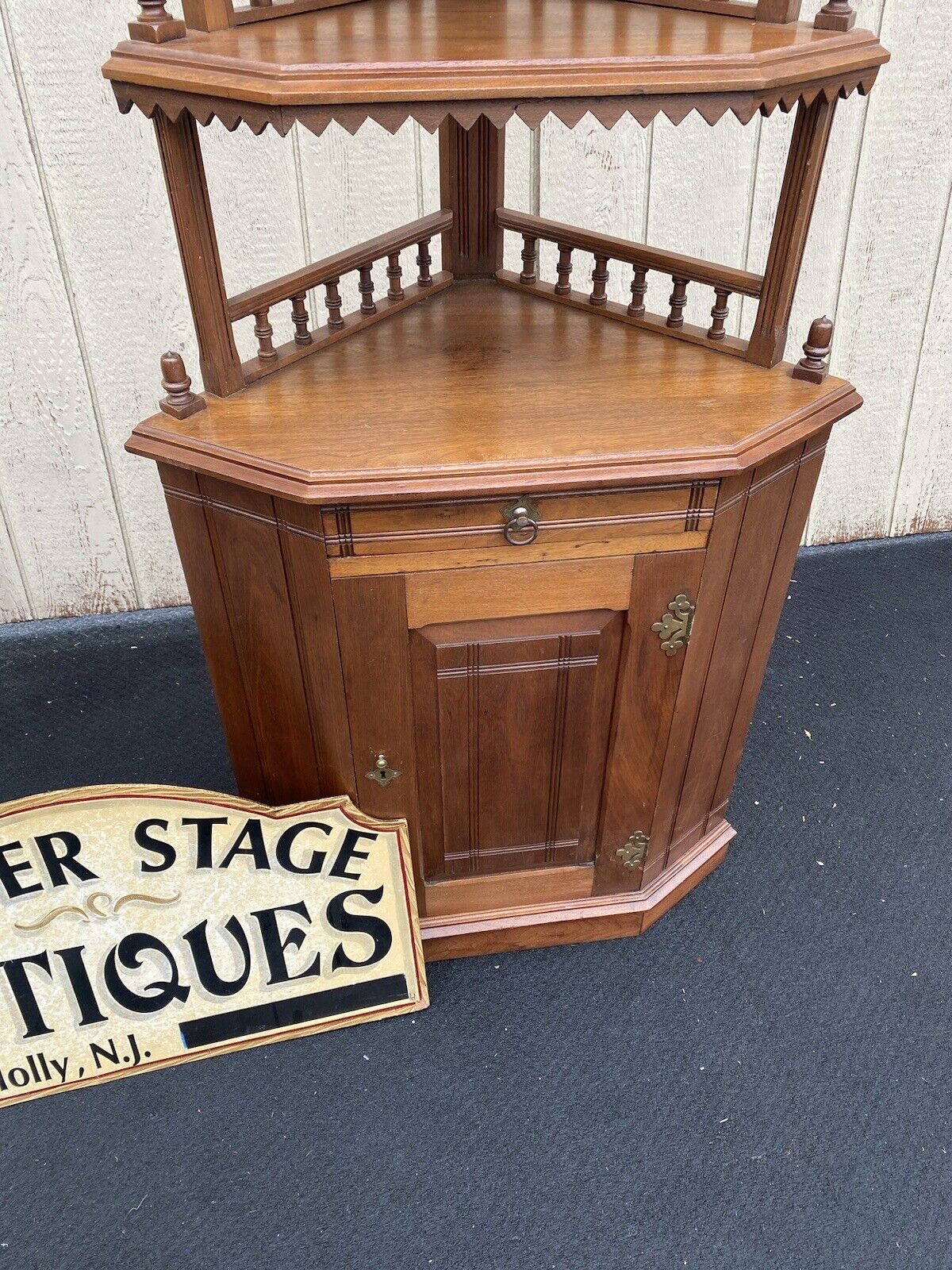 Victorian Walnut Corner Curio China Cabinet (64807)