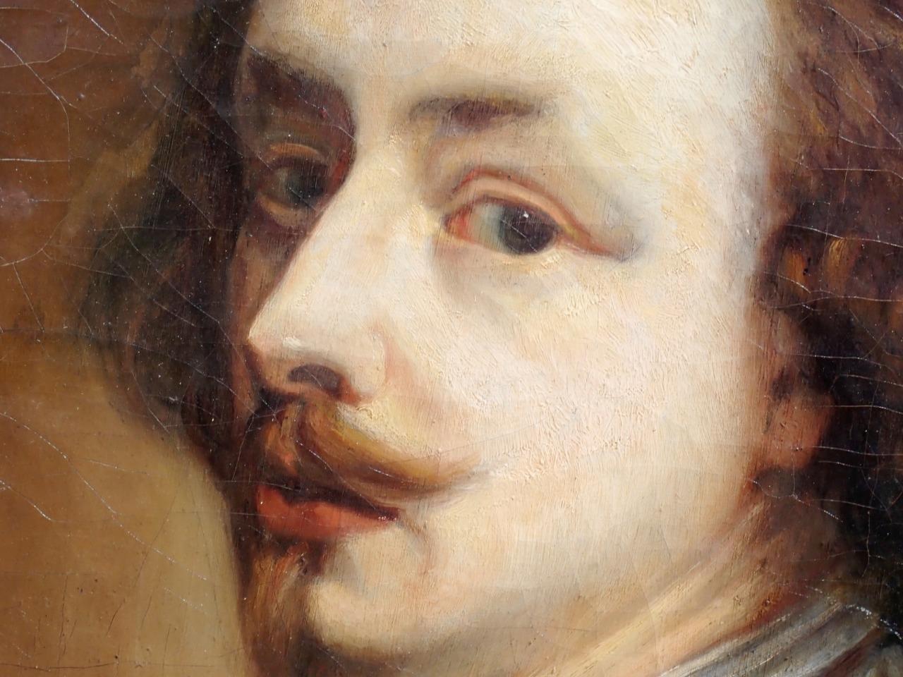 1700s ANTIQUE Oil Canvas Self Portrait Painting Framed