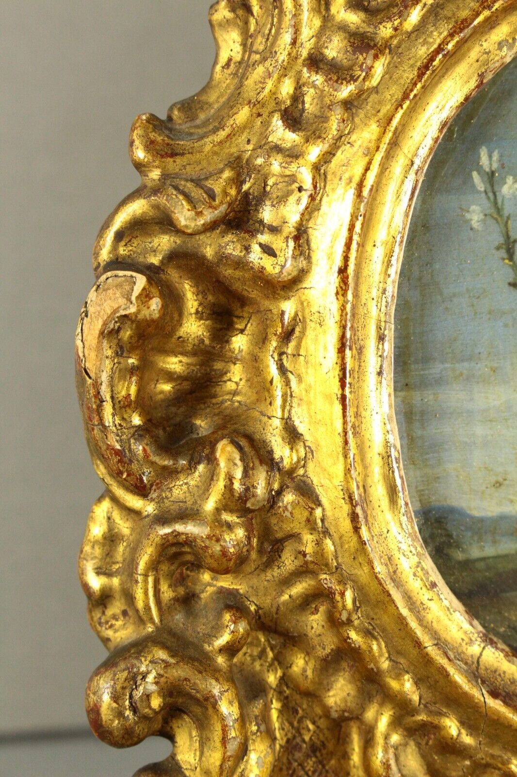 Spanish Colonial Baroque Oil Painting in Giltwood Frame