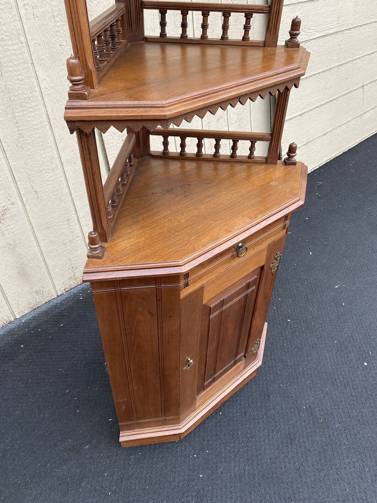 Victorian Walnut Corner Curio China Cabinet (64807)